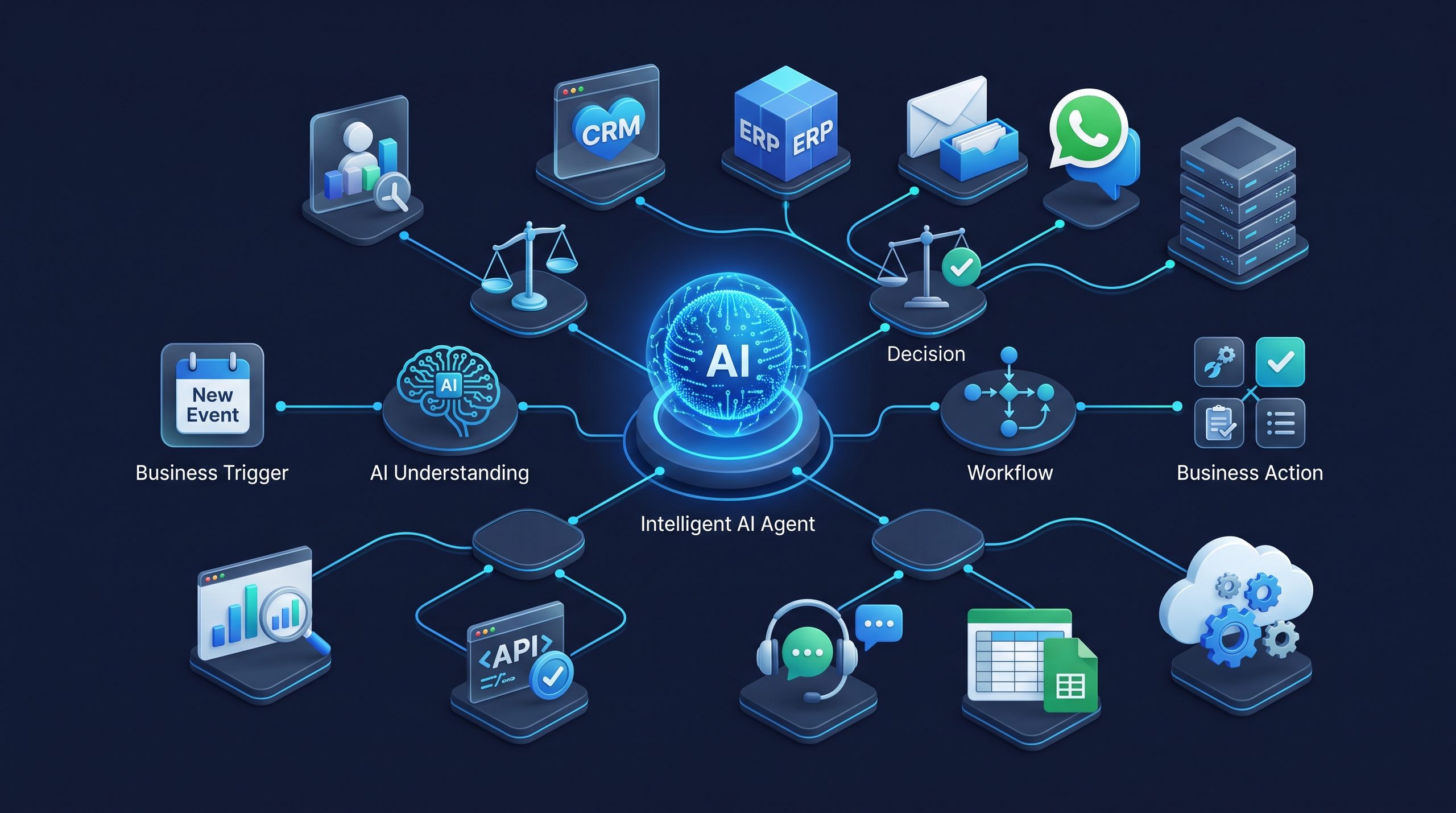 AI agents and n8n workflow automation connecting business applications