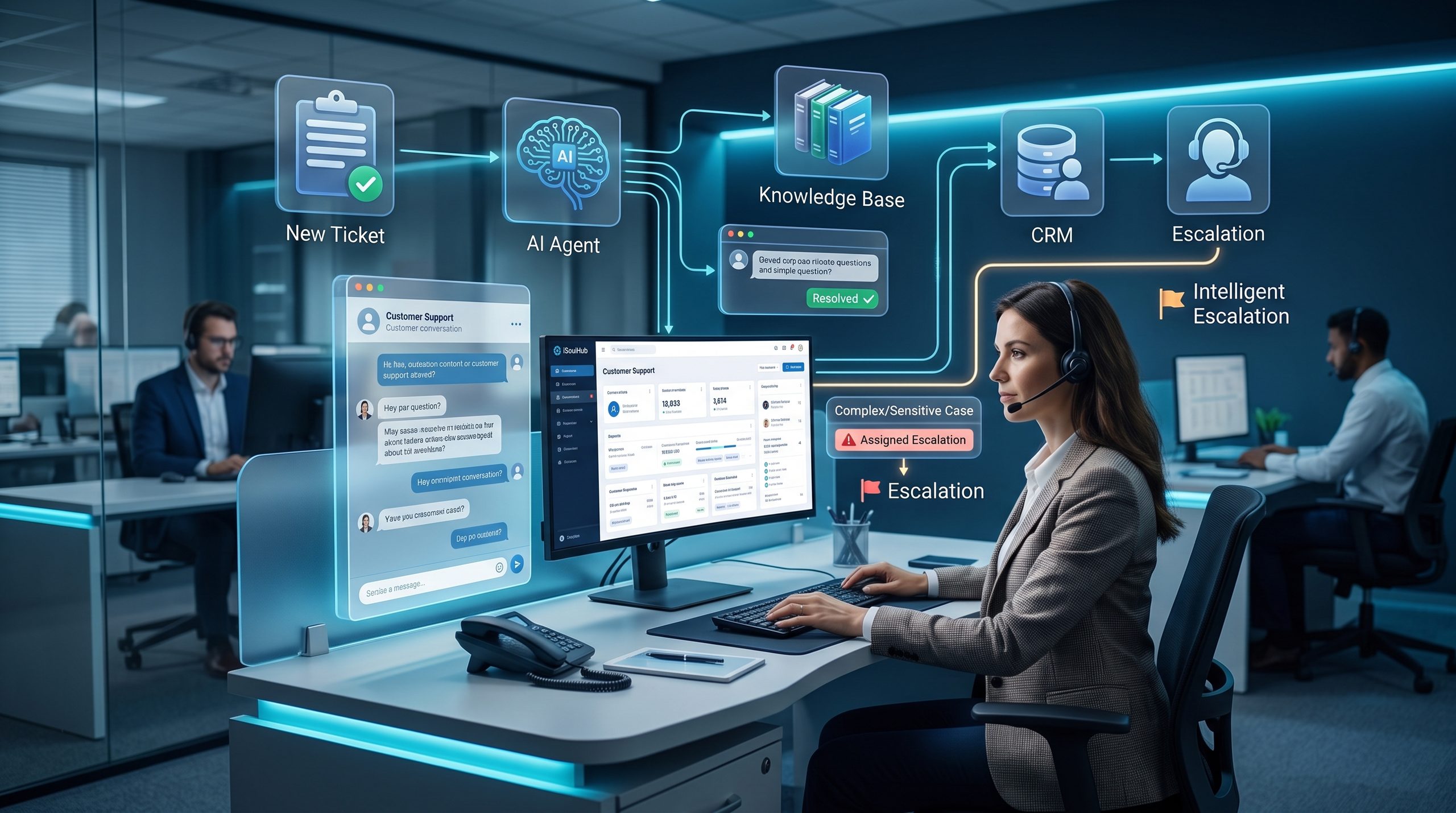 AI customer support agent automating customer service workflows